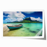 Extra large rolled print of a Mauritius scenery with vibrant floral elements, ideal for art wall dining room.
