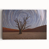 Large black and white stretched canvas featuring a Namibian landscape, ideal for kitchen wall art.