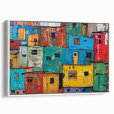 Vintage poster art of South African scenery on framed canvas, featuring vibrant colors, ideal for living room decor.