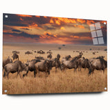 Acrylic glass print of a serene Tanzanian landscape in earth tones, suitable for bedroom or dining room decor.