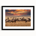 Colorful abstract art print featuring a textured depiction of a Tanzanian landscape, in an extra large black framed format.