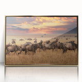 Framed acrylic print of a Tanzanian landscape in muted earth tones, ideal for modern art wall decor.