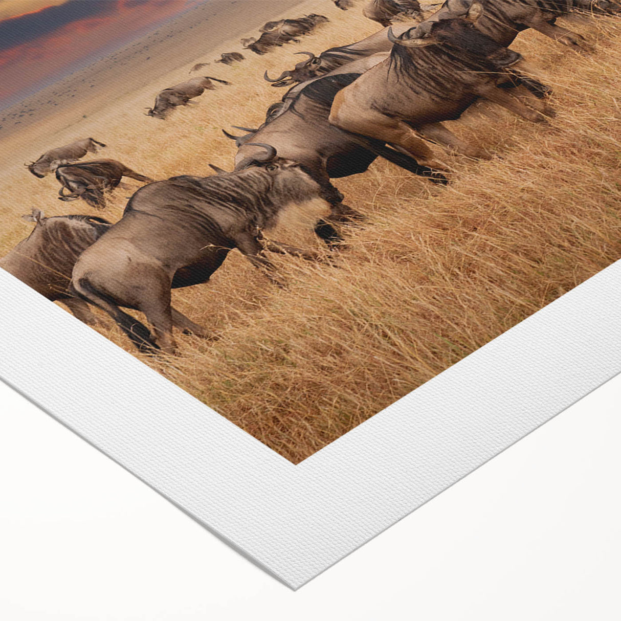 Art deco poster featuring a serene Tanzanian landscape in muted earth tones on rolled canvas.