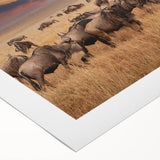 Art deco poster featuring a serene Tanzanian landscape in muted earth tones on rolled canvas.