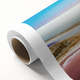 Art deco poster featuring a Tunisian landscape in muted earth tones on rolled canvas, ideal for nursery wall art.