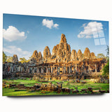 Large abstract wall art of a Cambodian landscape in muted earth tones on acrylic glass.