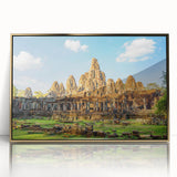 Framed acrylic print of a Cambodian landscape in muted earth tones, ideal for modern art wall decor.