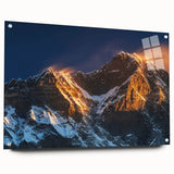 Large abstract wall art depicting a Tibetan landscape in muted earth tones on acrylic glass.