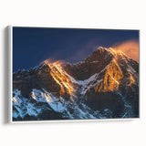 Vintage poster art of a Tibetan landscape on framed canvas, featuring vibrant colors on a black background.