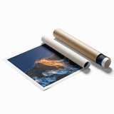 Extra large rolled print depicting a serene Tibetan landscape with soft pastel shades, ideal for classy bathroom wall art.