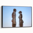 Black and white landscape art painting of Georgian scenery on framed canvas, ideal for bedroom wall decor.
