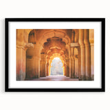 Extra large abstract art print of a colorful, textured Indian landscape on a framed canvas, suitable for living room decor.