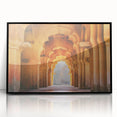Large abstract wall art depicting an Indian landscape in muted earth tones on a framed acrylic.