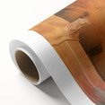 Art Deco poster of an Indian landscape in muted earth tones on rolled canvas.