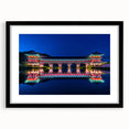 Extra large abstract art print of a colorful, textured Korean landscape on a black framed canvas.