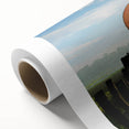 Art Deco poster depicting a serene Laos landscape in pastel colors, rolled canvas, ideal for nursery wall art.