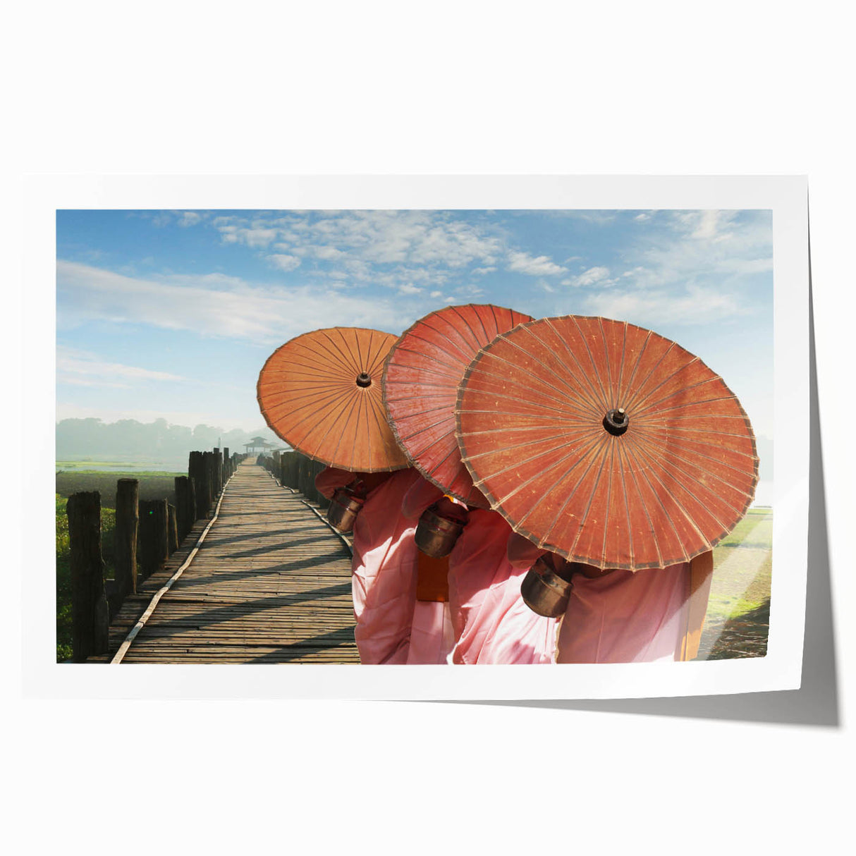 Extra large rolled print of a Laotian landscape with vibrant greenery and muted sky, ideal for art wall dining room.