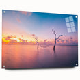Acrylic print of a large abstract depiction of Maldivian scenery in cool blue and green tones.