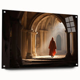 Large abstract wall art depicting a Mongolian landscape in muted earth tones on acrylic glass.