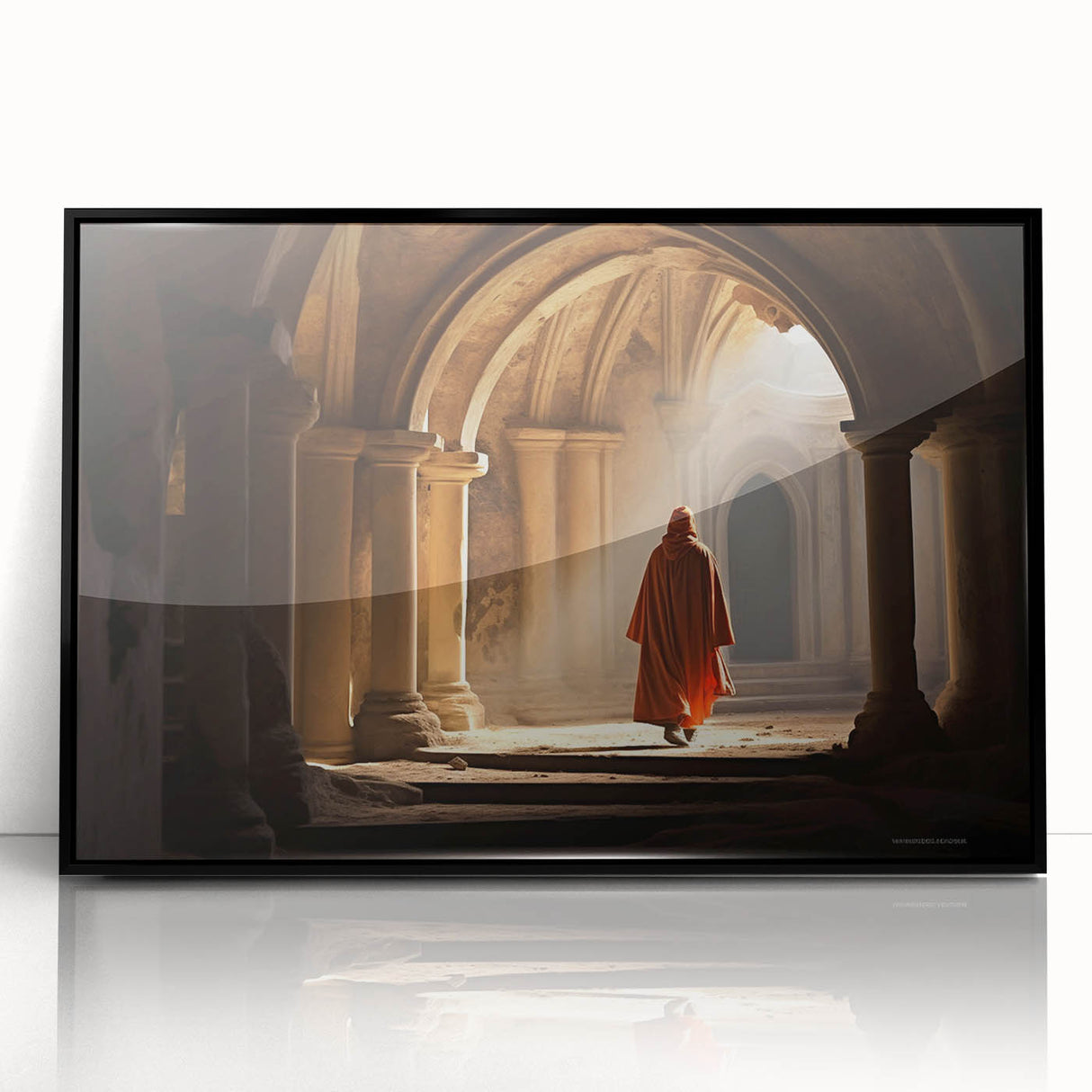 Large abstract wall art depicting a Mongolian landscape in muted earth tones on a framed acrylic, suitable for modern decor.