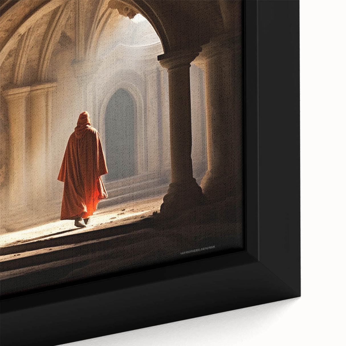 Extra large framed canvas featuring a textured, colorful Mongolian landscape in black with vibrant accents.