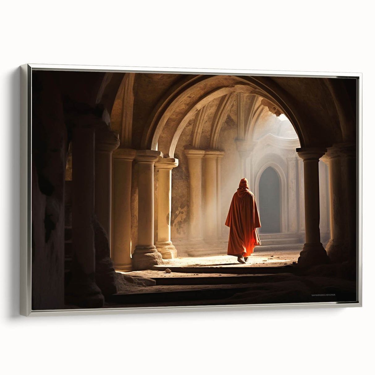 Framed canvas landscape art painting depicting a scenic Mongolian vista in vibrant colors, ideal for living room decor.