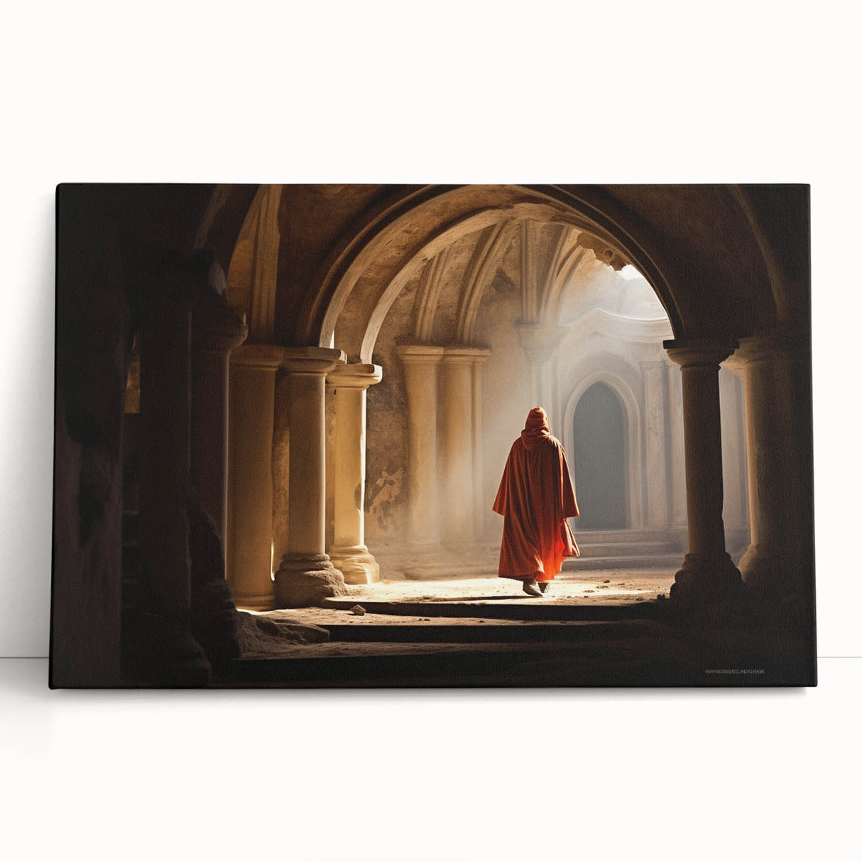 Black and white photograph of a Mongolian landscape on stretched canvas, ideal for kitchen wall art or bedroom.