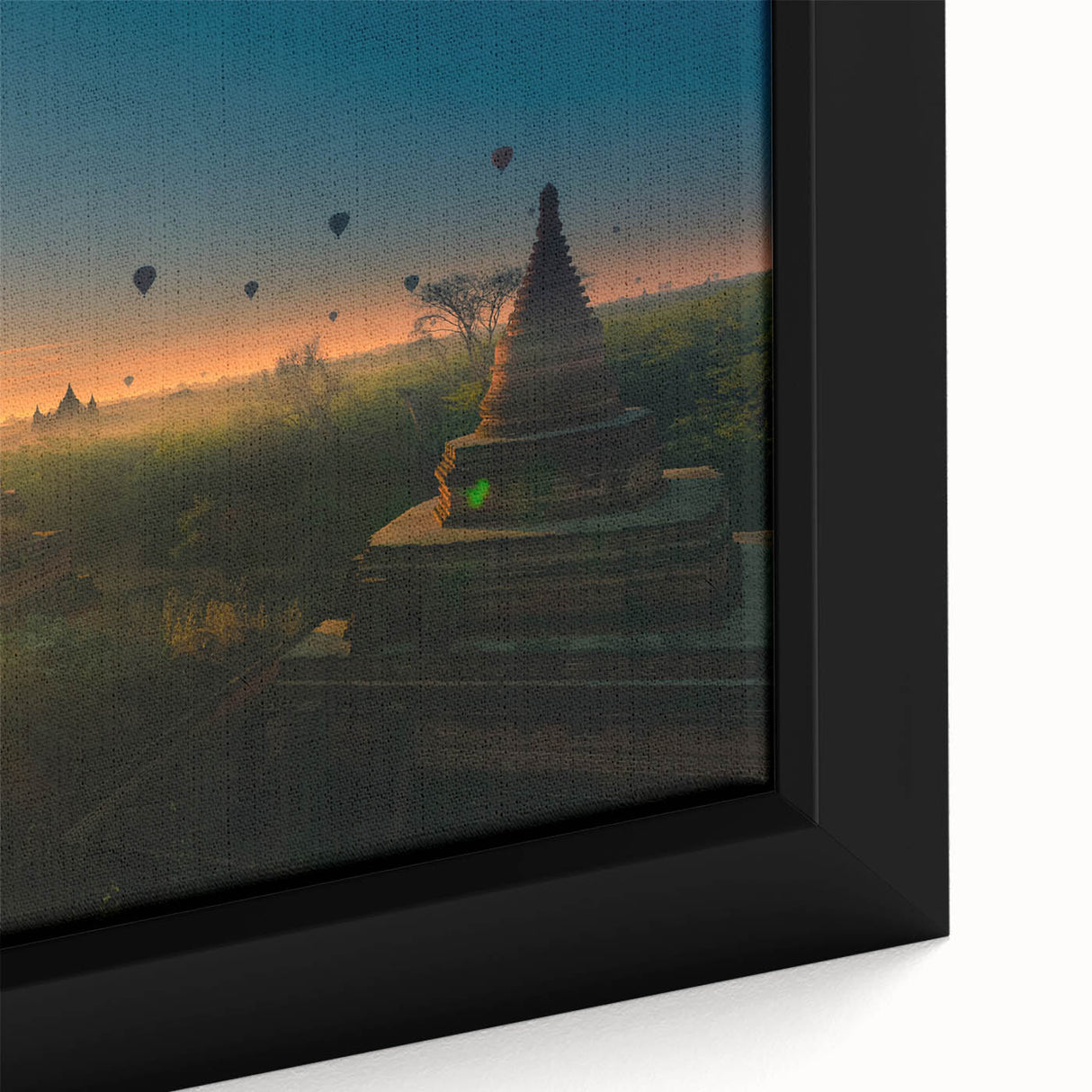 Extra large framed canvas featuring a textured, colorful depiction of a Myanmar landscape, ideal for living room decor.