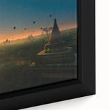 Extra large framed canvas featuring a textured, colorful depiction of a Myanmar landscape, ideal for living room decor.