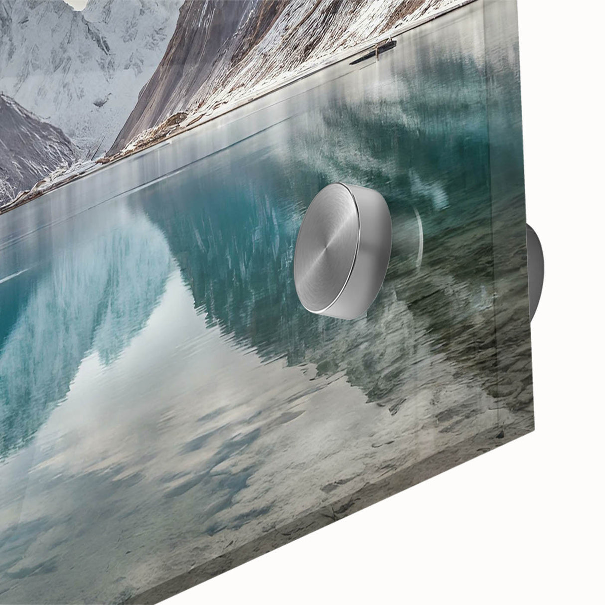 Large abstract wall art featuring a mid-century modernist design on acrylic glass, with earthy tones.
