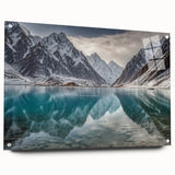 Large abstract wall art depicting a serene Pakistani landscape on acrylic glass, suitable for bedroom or dining room decor.