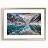Textured abstract art print of a Pakistani landscape in muted earth tones on a framed canvas, suitable for bedroom decor.