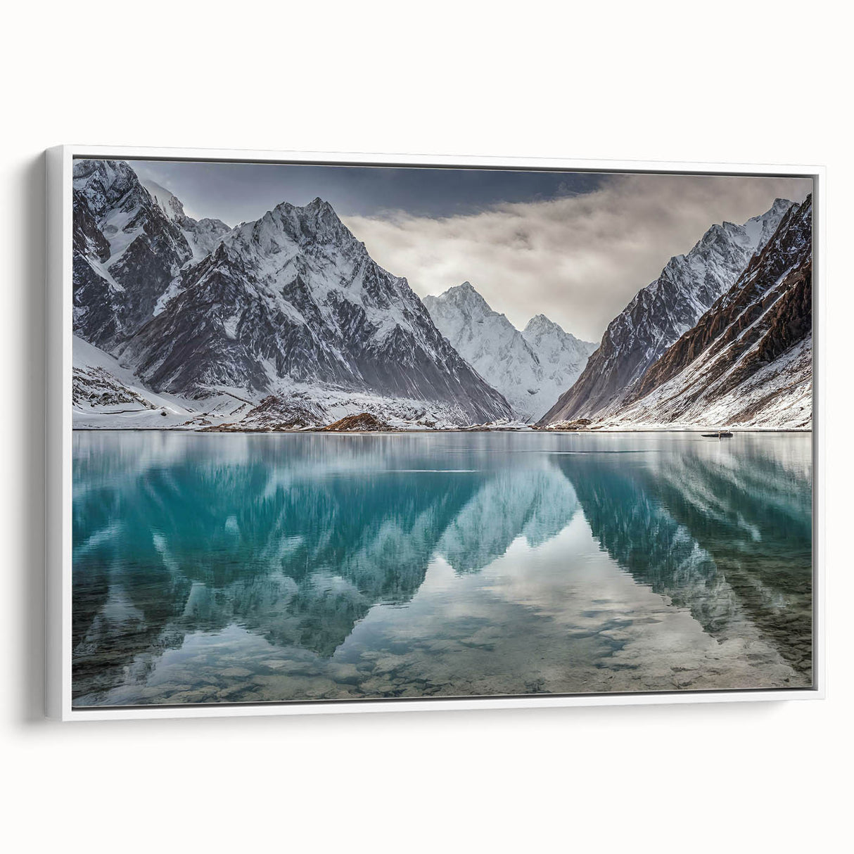Vintage poster art of a scenic Pakistani landscape on a framed canvas, featuring vibrant colors, ideal for living room decor.