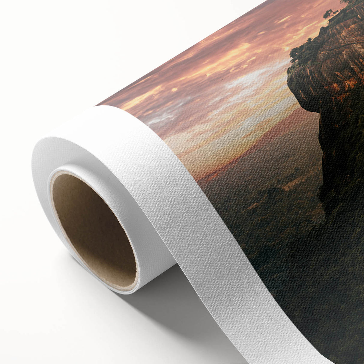 Art Deco poster of a serene Sri Lankan landscape in soft green and blue hues, rolled canvas, ideal for nursery wall art.