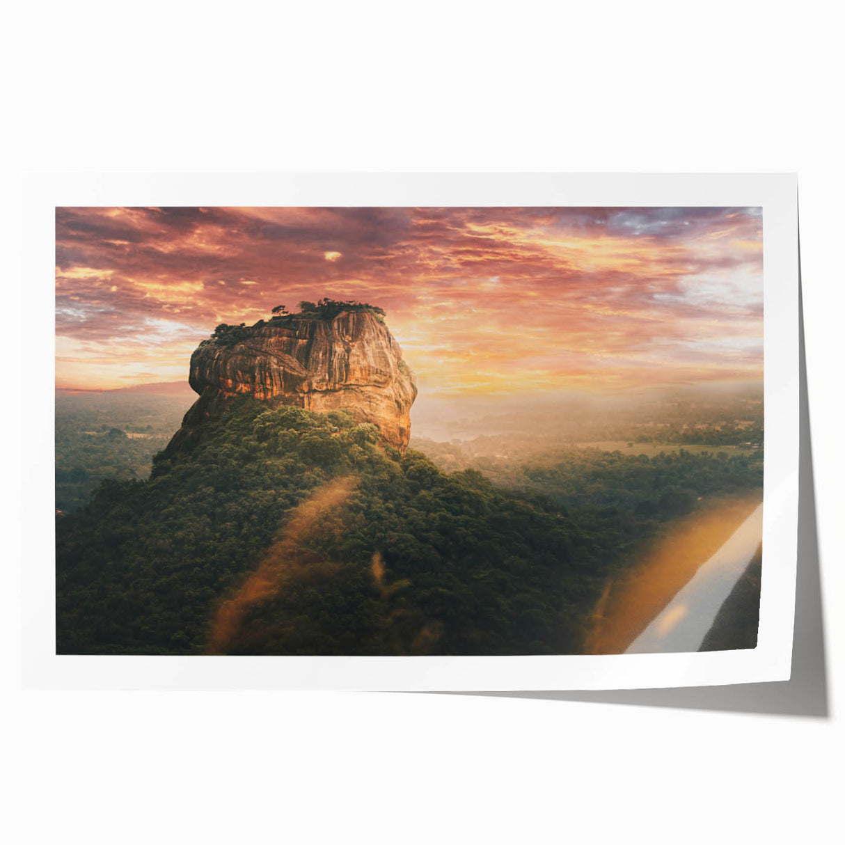 Extra large rolled print of a Sri Lankan landscape with lush greenery and vibrant florals, ideal for dining room wall art.