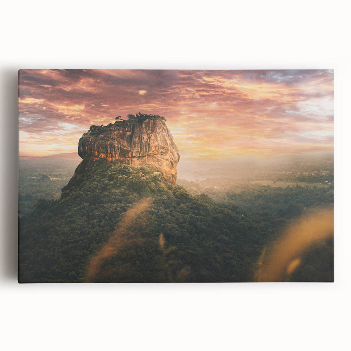 Black and white stretched canvas of a Sri Lankan landscape, ideal for kitchen wall art.
