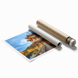 Extra large rolled print of a serene Taiwanese landscape with soft floral elements in pastel shades.