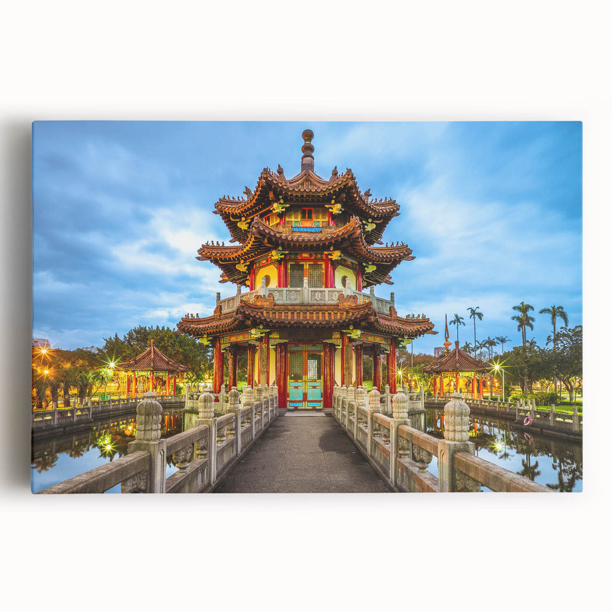 Black and white large art print of Taiwan's landscape on stretched canvas, ideal for kitchen wall decor.