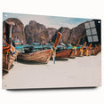 Large abstract wall art of Asian scenery in muted colors on acrylic glass, ideal for bedroom or dining room decor.