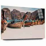 Large abstract wall art featuring a serene Thailand landscape in soft blue and green tones on acrylic glass.