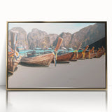Framed acrylic print of a serene Thai landscape in soft gold and green tones, ideal for modern art wall decor.