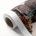 Art deco poster of a serene Thailand landscape in pastel hues, printed on rolled canvas, ideal for nursery wall art.