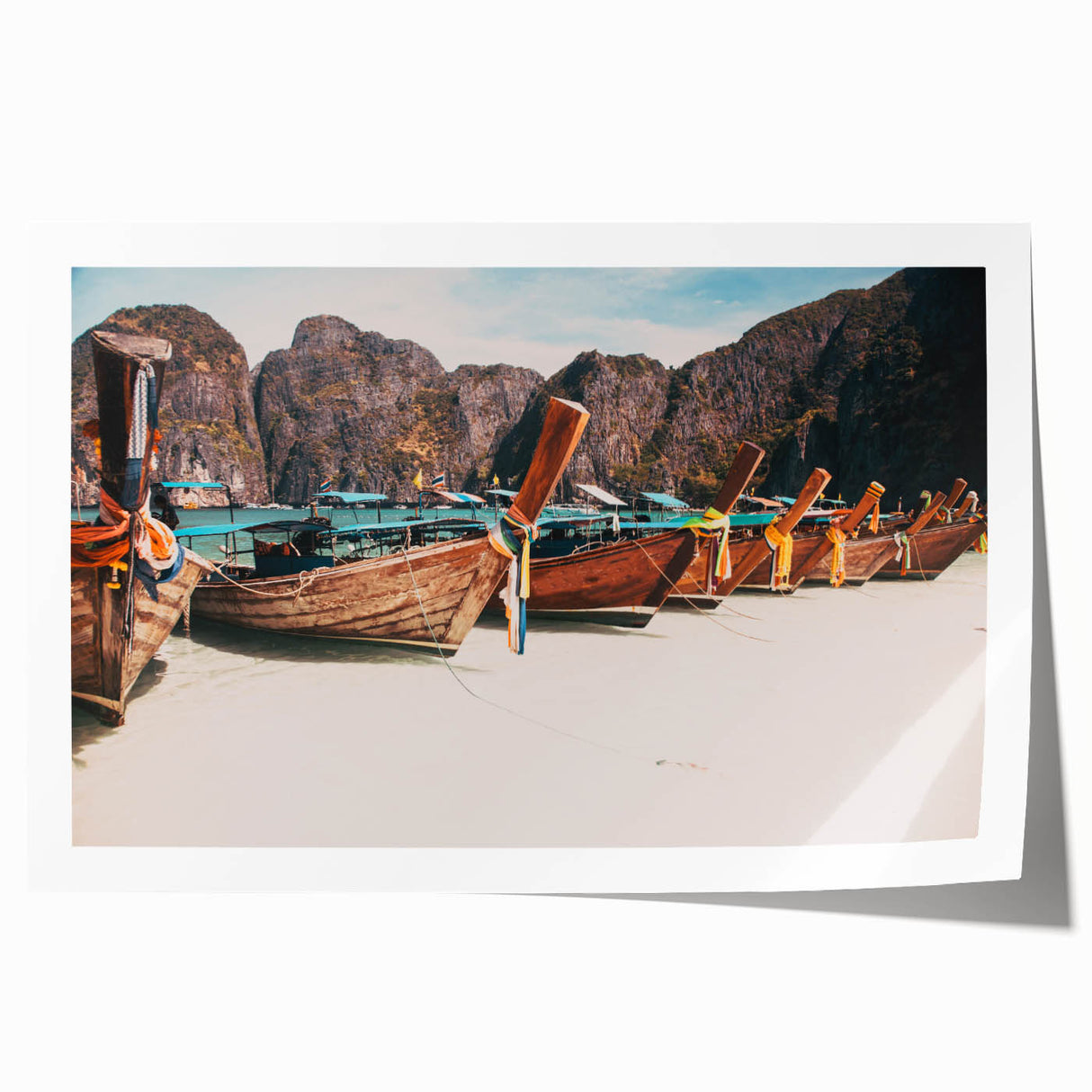 Extra large rolled print featuring a serene Thai landscape with lush greenery and floral elements.