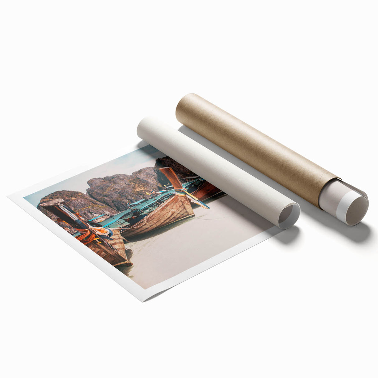Extra large rolled print of a serene Thai landscape with lush greenery and floral elements.