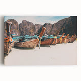 Black and white stretched canvas of a Thai landscape, ideal for kitchen wall art.
