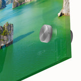 Large abstract wall art featuring a scenic Vietnamese landscape in muted earth tones on acrylic glass.