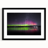Extra large abstract art print featuring a colorful, textured depiction of Tasmania scenery on a black framed canvas.
