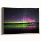 Framed canvas depicting a Tasmanian landscape in muted earth tones, ideal for bedroom wall art.