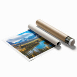 Extra large rolled print of British Columbia scenery with muted green and blue tones, ideal for classy bathroom wall art.