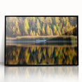 Large abstract wall art featuring a serene Manitoba landscape in muted earth tones, framed in black acrylic.
